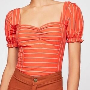 Free People Garden Rose Striped Crop Top Size L